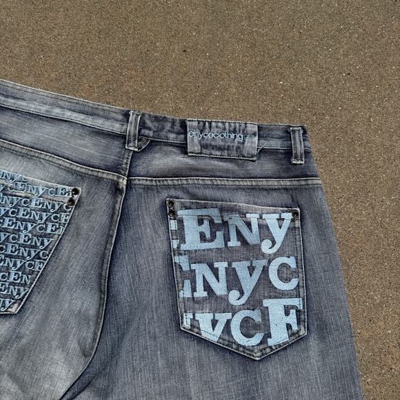 Men's Vintage Y2k Enyce Baggy Long Denim Light Blue Jean Shorts Jorts Sz 40 x 15 - Picture 6 of 7